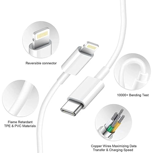Image of Type C To I 20W Fast Charging Cable & 480Mbps Data Transfer Speed for iPhone 14 /13 /12 /12 PRO Max /12Mini /11 /11PRO /XS /Max /XR /X /8 /8Plus (White) 1.2M