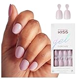 KISS Gel Fantasy Color Press On Nails, 'Stay Beautiful', Solid Pink, Real Short Oval, Ultra-Smooth Finish, 28 Fake Nails, Pink Gel Nail Glue (2g), Mini Nail File, & Manicure Stick