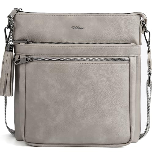 HILAEX Umhängetasche Damen mit Anti Diebstahl, Handtasche Damen mit Vielen Fächern, PU Leder Crossbody Bag mit Verstellbar Abnehmbar Breiter Gurt