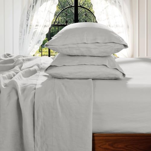 Shilucheng 100% French Linen Sheets - King Size Bed Sheets
