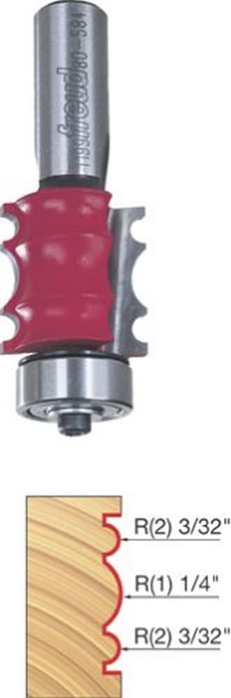 Freud 80-584 3/32 and 1/4-Inch Radius Triple Beading Router Bit with 1/2-Inch Shank