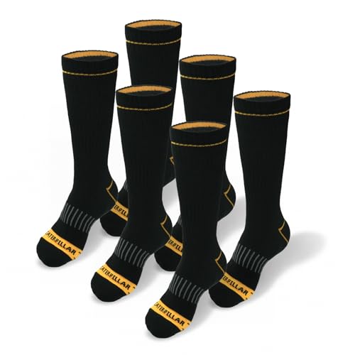 Cat mens 3-pack Half Cushioned Crew Sock Black (6 Pack) XX-Large US