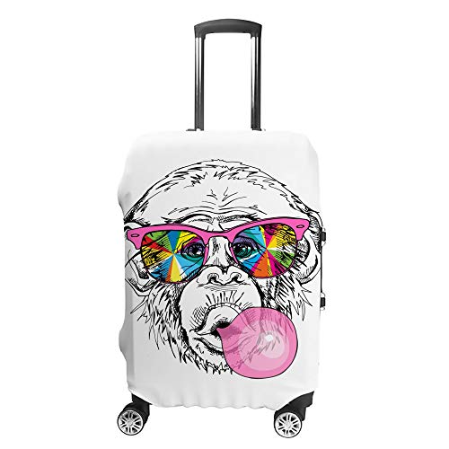 Housse de valise singe rose CHEHONG protection élastique 45-81 cm