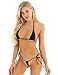 inlzdz Damen Mini Bikini Set Push Up Micro BH mit Riemen String Transparent Bademode Triangel Bikini Monikini Badeanzug Dessous Lingerie Set Schwarz One Size