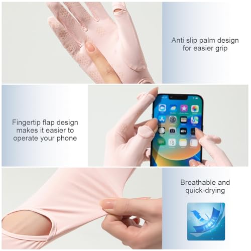 Image of PALAY Hand Gloves for Sun Protection with Arm Sleeves for Women Men, Nylon Ice Silk Sun Protection Gloves Women Cooling UV Hand Cover Arm Sleeves for Bike Riding - Anti-slip