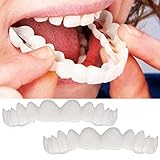 2 Paare Zähne zum Aufstecken, Veneers Gefälschte Zähne Oben und Unten, Sofortige Furniere Zähne Natürlich Zahnprothese, Kosmetische Veneers Zähne Aufhellung Zahnersatz für Schlechte Zähne