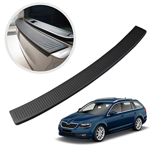 CHROMEMASTER | Ladekantenschutz Stoßstangenschutz | Kompatibel mit Skoda Octavia 3 Kombi 2013-2017; Kunststoff, Matt-schwarz; Unsere Lackschutzleiste Sichert den Heckstoßfänger vor Kratzern