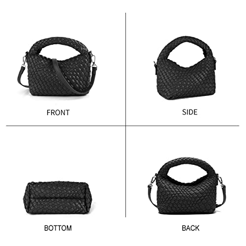 Woven Tote Bag For Women, Crossbody Purses For Women, Handbags For Women Crossbody Bag With Detachable Strap (Black) #TOP1