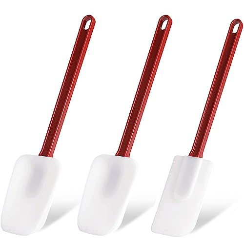 Set of 3 Silicone Spatulas: 2 Spoonulas and 1 Scraper, 9.5 Inches Long, Heat Resistant