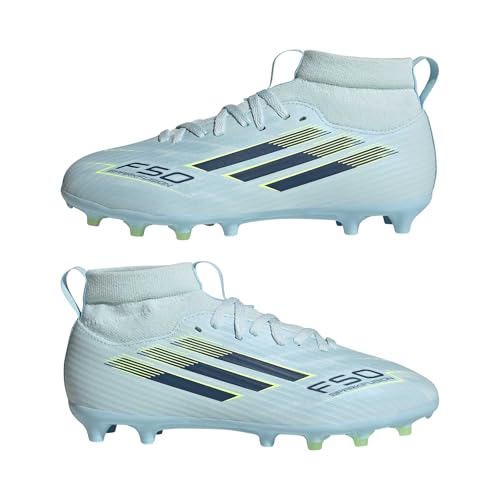 adidas Unisex-Kids F50 Sparkfusion League Mid Cut Firm Ground/arti, Almost Blue/Dusky Petrol/Hi-Res Yellow, 1.5 by adidas - Used condition - Image 7
