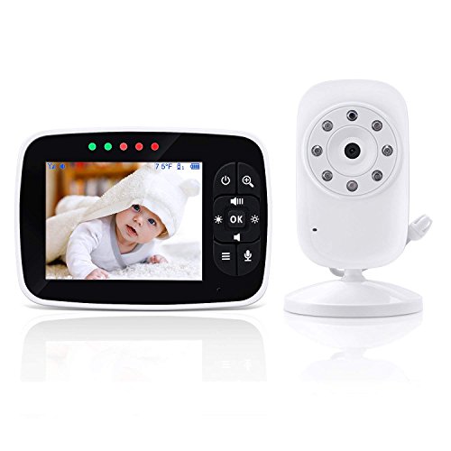 Video Baby Monitor with 3.5 inch LCD Screen Display Infant Night Vision Camera,Two Way Audio,Temperature Sensor,ECO Mode,Lullabies and Long Transmission