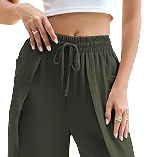 Summer Women's Wide-Leg Pants Elegant Side Slit Wide-Leg Beach Pants Bohemian Style High Waist Trousers2