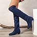 Over the Knee High Boots for Women Round Toe Low Chunky Heel Thigh High Riding Casual Slouchy Boot Fashion Ruched Stretch Comfortable Pull On Long Boots Womens Classic Dressy Pumps(Blue,7.5)