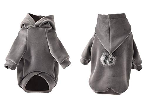 BinetGo Dog Hoodies Pet Clothes Dog Sweatshirts Pullover Cat Jackets for Doggie Clothes Cotton with Pom Pom Ball (XL, Grey)