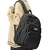 [HeiDiga] リュック 通学 軽量 防水 大容量 リュックサック レディース 14インチ パソコン 20l バックパック B4対応 人気 韓国 カジュアル シンプル 耐衝撃 大学生 頑丈 仕事 ブラック Black