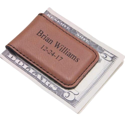 Custom Magnetic Money Clip for Men Leather Money Clip, Dad Magnetic Money Clip Leather Money Holder, Money Clip for Father (DAD 5)