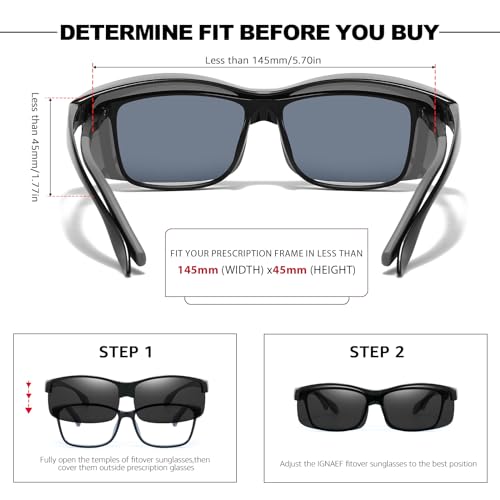 Trysee® Polarized Fit Over Glasses Sunglasses for Men Women with Semi Rimless Frame & UV Protection Lenses TS1218M2