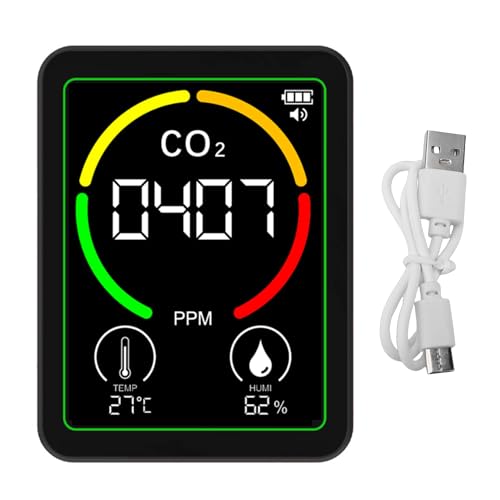 Fafeicy Medidor de Calidad del Aire, Detector de Humedad y Temperatura de CO2 3 en 1 con Pantalla LCD para Uso Doméstico y de Oficina