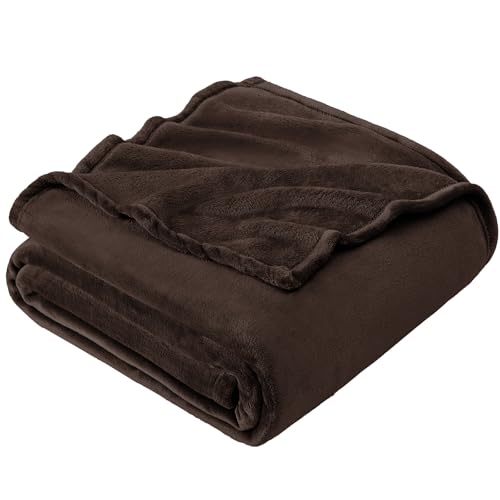 EHEYCIGA Single Fleece Throw Blanket for Sofa 130x165cm Brown