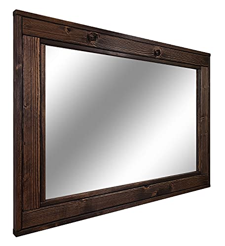 Herringbone Reclaimed Wood Framed Mirror, Available In 5 Sizes & 20 Stain Colors: Shown In Jacobean - Decorative Mirror, Livingroom Decor, Wall Decor – 22X24, 24X30, 36X30, 42X30, 60X30 #TOP7