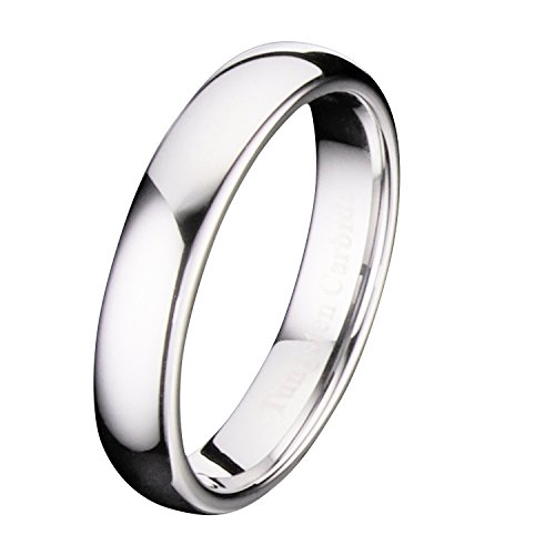 Mj Metals Jewelry 4Mm Mirror Polished Comfort Fit Ring Tungsten Carbide Wedding Band Size 7.5 #TOP1