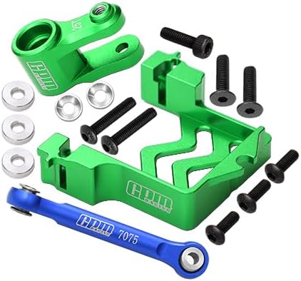 GPM Para Traxxas 110 Maxx 4WD Monster Truck Piezas de actualización de aluminio servo montaje + barra de acoplamiento de acero inoxidable + bocina