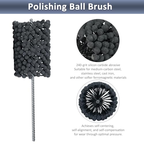 Image of Cylinder Hone, 240 Grit Silicon Carbide, 4 inch (101mm) Diameter Ball Hone | for Hole Diameters 3 3 /4 inch - 4 inch, Cylinder Engine Sanding Brush for Mild Steel, Stainless Steel and Cast Iron