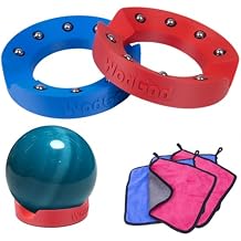 WodGod 2PCS Bowling Ball Spinner with 4 Cleaning Cloths-High Performance Ball Polisher & Cleaner,Bottom Anti-Skid Pad,Suitable for All Ball Types,Durable & Easy to UseBlue and Red