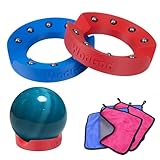 WodGod 2PCS Bowling Ball Spinner with 4 Cleaning Cloths-High Performance Ball Polisher & Cleaner,Bottom Anti-Skid Pad,Suitable for All Ball Types,Durable & Easy to Use（Blue and Red）