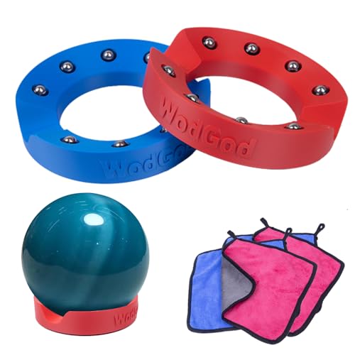 WodGod 2PCS Bowling Ball Spinner with 4 Cleaning Cloths-High Performance Ball Polisher & Cleaner,Bottom Anti-Skid Pad,Suitable for All Ball Types,Durable & Easy to Use（Blue and Red）