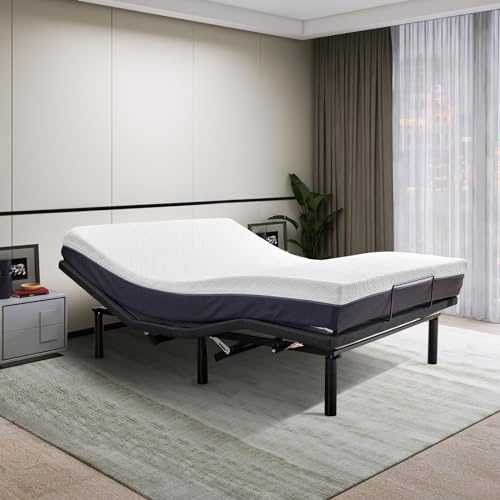 Donext Adjustable Bed Base, King Bed Frame, Independent Head and Foot Incline, Quiet Motor, Wireless Remote Control, Electric Bed Base, Black