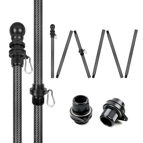 HIBLE 8 Foot Black Flag Pole 1 Inch Carbon Fiber Flag Pole for House Porch with Built-in Smooth Bearings Spinners (6 Sections No Bracket For House Use Not For Truck)