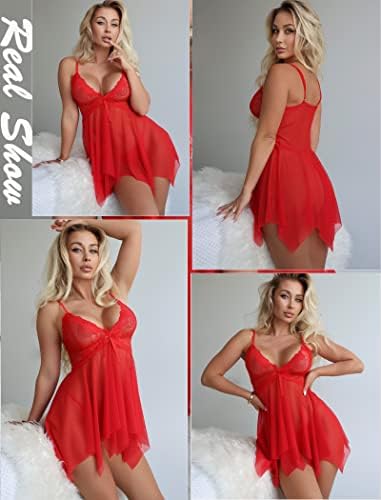 Avidlove Women Lace Lingerie Front Closure Babydoll V Neck Nightwear Sexy Chemise Nightie