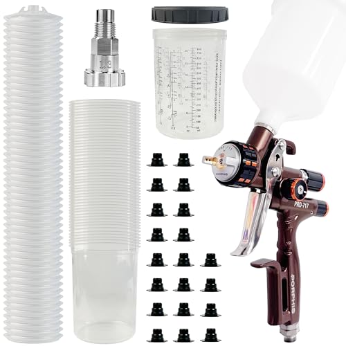 Image of Paint Spray Gun PRD-717 VS Type with Split Nozzle 1.3mm Spray Gun + Disposable Paint Cups 800ml /27oz 50 Sets