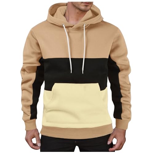 Generisch Sudadera con capucha para hombre, cordón de color, patchwork, suave, transpirable, ligera, camiseta deportiva con capucha, ropa de calle, camiseta con capucha, corte holgado, suéter informal