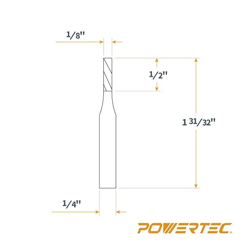 Miniatura 4 de POWERTEC 73029 Juego de brocas de enrutador en espiral de corte hacia arriba y hacia abajo, broca estándar de carburo sólido de 14 de pulgada,