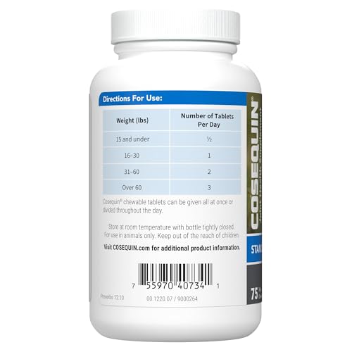 Nutramax Cosequin Standard Strength Joint Health Supplement for Dogs, With Glucosamine and MSM, 75 Chewable Tablets Nutramax Cosequin Standard Strength Joint Health Supplement for Dogs, With Glucosamine and MSM, 75 Chewable Tablets