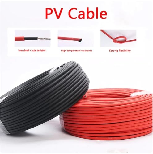 Cable de cobre para paneles solares fotovoltaicos de 4 mm2, cable negro de 2 metros con conector 2