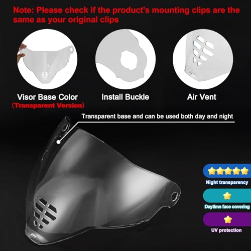 Image of PSLER IC-06 visor- Icon Airflite Face Shield Motorcycle Helmet Visor Accessories Replacement for Icon Airflite IC-06,Clear