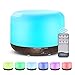 ZZRM 300Ml Ätherisches Öl Aromatherapie, Holzmaserung Diffuser Luftbefeuchter Mit 7Color Night Lights Sleep-Modus Wasserlos Auto-Off Für Home Office Schlafzimmer,Darkwoodgrain