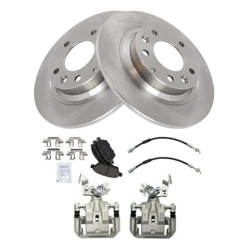 Image of TRQ Rear Brake Pad and Rotor Set Ceramic Rotors Calipers Compatible with 2009-2013 Mazda 6