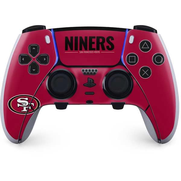 Vista 13 de Skinit Decal Gaming Skin Compatible with PS5 DualSense Edge Pro Controller - Officially Licensed NFL San Francisco 49ers Double Vision Design Negro