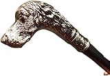 Vintage Dog Head Walking Stick/Cane - Handmade Wooden Foldable Walking Cane With Brass Handle - Brass Derby Designer Handle Cane Walking Stick For Men/Cane.