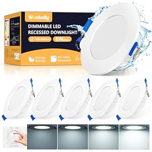 LED Einbaustrahler Dimmbar, 6W LED Spot Deckenleuchte Lochdurchmesser 68-80mm, Kaltweiß 6000K IP44 Bad Einbauleuchten, 230V 600Lumen Deckenspots für Badezimmer Küche Wohnzimmer, 6er Set