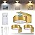 Glighone 3Pcs Rechargeable Picture Lights,Battery Operated Wall Lights for Pictures with Remote Dimmable and Timer, 3 Lighting Modes Wireless Art Display Light for Picture Frame Paintings-Gold