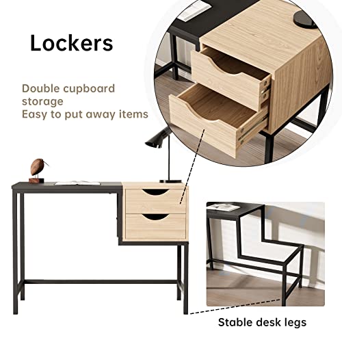 Jiexi Small Computer Desk For Small Spaces, Modern Home Office Desk With Drawers, 39.3 Inch Home Office Laptop Table, Study Table For Bedroom, Office, Dorm And Workplace #TOP3