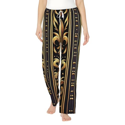 Pantalon de pyjama en polaire pour femme avec motif fleur de lis