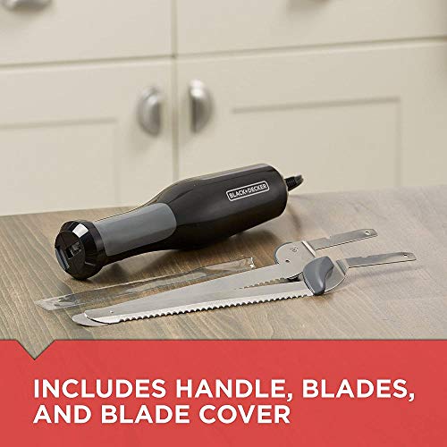 Image of Black+Decker Comfort Grip Electric Knife with 7-Inch Stainles Steel Blades & Safety Lock Button, Ideal for Carving, Slicing & Cutting Meats, Turkey Bread & Craft Foam, Dishwasher Safe