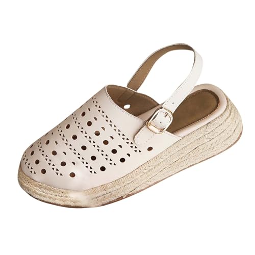 Sandales décontractées pour femme à semelle compensée beige pour un confort absolu