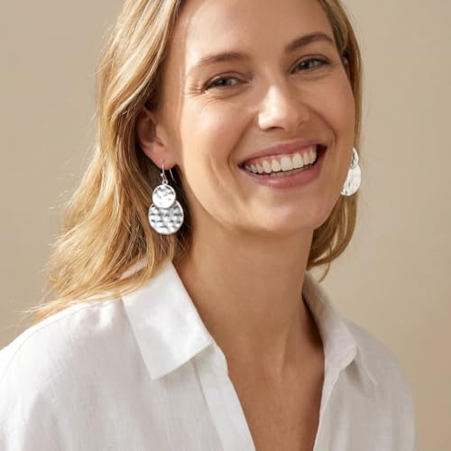 INNERDIVA Dangle Earrings for Women Drop Hammered Jewelry Statement Gift by INNERDIVA - Used condition - Image 3